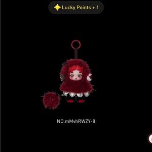 Red Furry Keychain with Doll